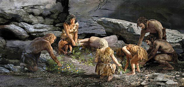 neanderthal-burial-scene-Shanidar-cave-631