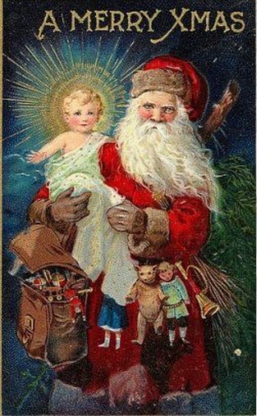 Santa carrying Jesus